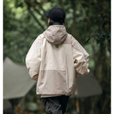 Unisex Jacket Shell Jacket Retro Patchwork Loose Hooded Coat Men's and Women's Jacket